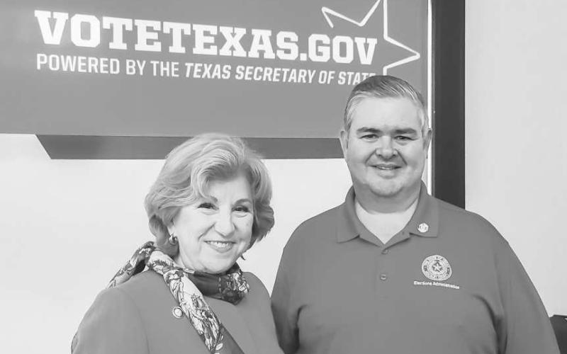GENERAL ELECTION PREPARATION - The Hockley County Election Office and many other election offices across the state are busy preparing for the General Election in November. Pictured is Hockley County Election Administrator Jody Rose along side Texas Secretary of State Jane Nelson. The Texas Secretary of State’s office recently held training in Austin for all election offices. (Photo courtesy of Jody Rose)