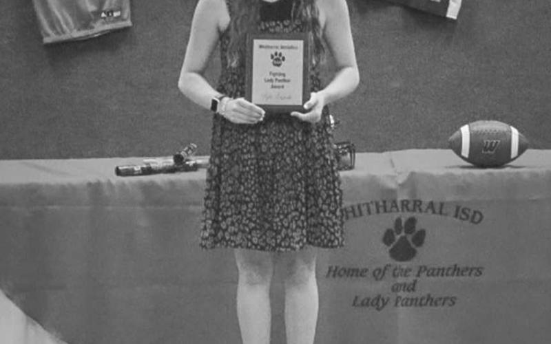 FIGHTING PANTHER - Whitharral Lady Panther Rylee Kristenik earned the Fighting Panther award this past Monday in Whitharral during their sports banquet. (Staff photo by Aalijah Soliz)