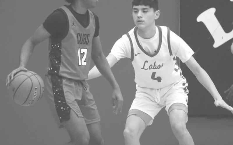 Levelland Lobo Anthony Gonzales played great defense during the teams loss to the Brownfield Cubs December 12th. The Lobos fell 80-50 at home. (Staff photo by Aalijah Soliz)
