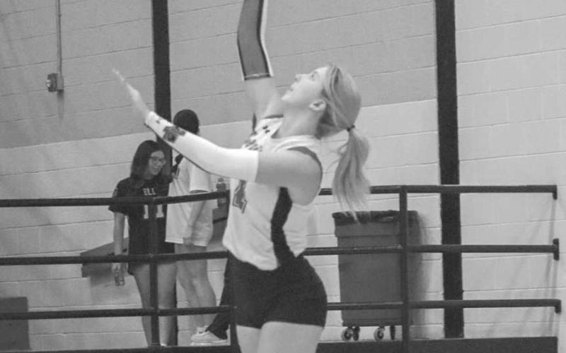 ACE - Loboette Addisen Campbell served the ball to get the team a point against the Seminole Maidens this past Tuesday on the road. (Staff photo by Aalijah Soliz)