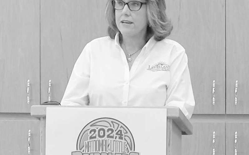 PRESS CONFERENCE- Levelland Chamber of Commerce President Mary Siders gave a news address to the community explaining that Levelland will be hosting the next Little Dribblers Tournament April 3-6, 2024. The tournament will showcase talent from the Levelland community as well as parts of the country. (Staff Photo by Aalijah Soliz)