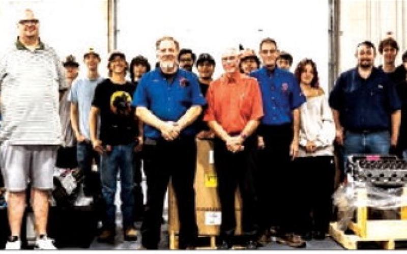 Scoggin-Dickey Chevrolet-Buick donated four General Motors 5.3L V8 engines to South Plains College’s Lubbock automotive program on Sept. 14 at the SPC Career and Technical Center. Representatives from Scoggin-Dickey, including Dealer Principal John Zwiacher, presented the gift to SPC automotive technology faculty and students. (SPC Photo)