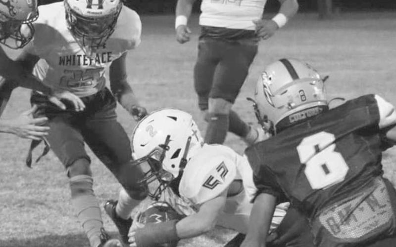 ONSIDE - Cash Crutcher recovered an onside kick for the Whiteface Antelopes in a 62-12 road win over the Meadow Broncos in UIL District 3-1A1 high school six-man football action last Friday. The Antelopes will host O’Donnell on Friday at 7:30 p.m. as district play continues. (Photo by Holly Crutcher)