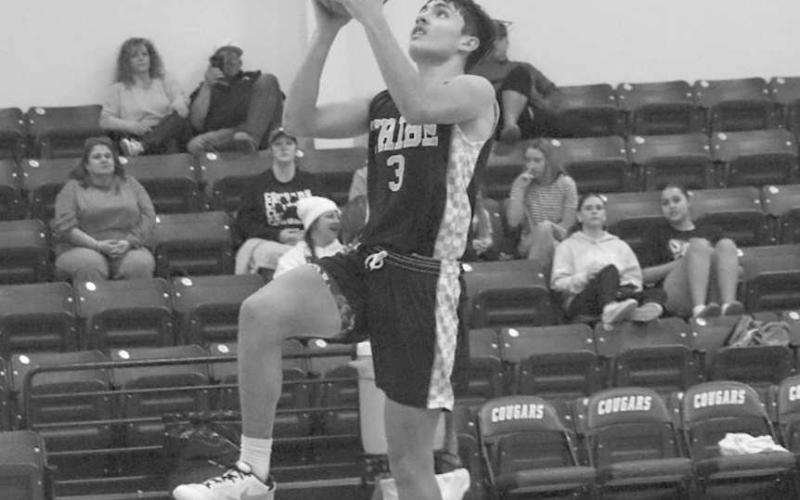 FASTBREAK - Morton Indian E.J. Rivas layed the ball up on a fastbreak after he stole the ball against the Klondike Cougars on the road. (Staff photo by Aalijah Soliz)