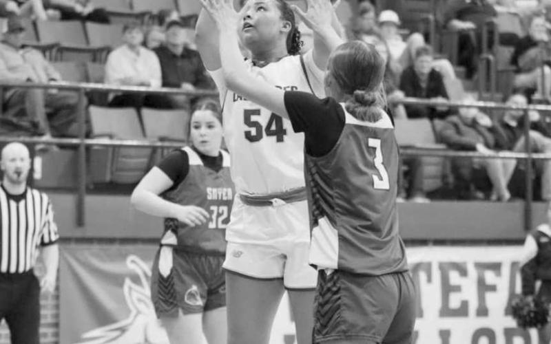 OPEN BUCKET - Whiteface Lady Lope Tymyah Olenga layed the ball up in the small opening during the team’s game against the Smyer Lady Cats. (Photo courtesy of Holly Crutcher)