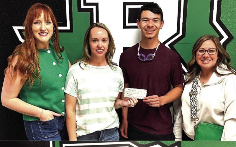 REA SCHOLARSHIPS-- The Ropes Eagles Association (REA) awarded two scholarships to graduating seniors. Carson Beck, who will be attending Texas Tech University to study Occupational Therapy, and Brayden Saldivar will be attending Kansas State University to study Athletic Training. In addition, REA donated $15,000 to Ropes ISD to support the new elementary playground project. (Ropes ISD photo)
