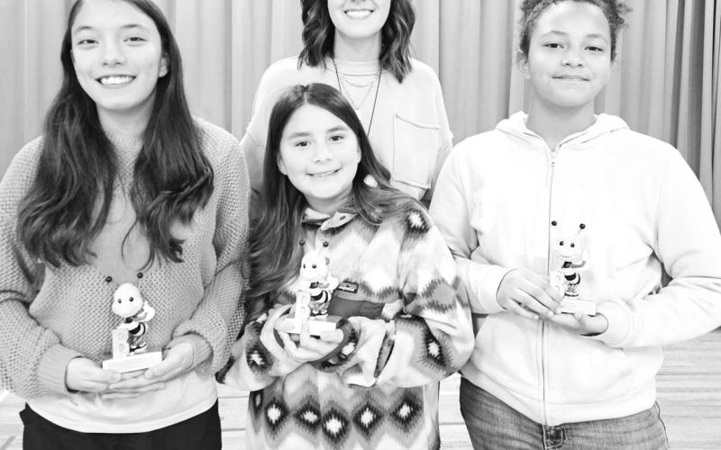 SOUTH SPELLING BEE - South Elementary hosted their 2025 Annual Spelling Bee this past thursday. The Bee started with 21 spellers and went for ten rounds before Kaelynn Cuevas won the Bee spelling, 'castle.' Aryanna Gutierrez was the runner-up in the Bee, and Ariana Solis came in as Alternate. The District Spelling Bee will be on March 10th at LMS in the auditorium. (Photo courtesy of Cristal Isaacks)