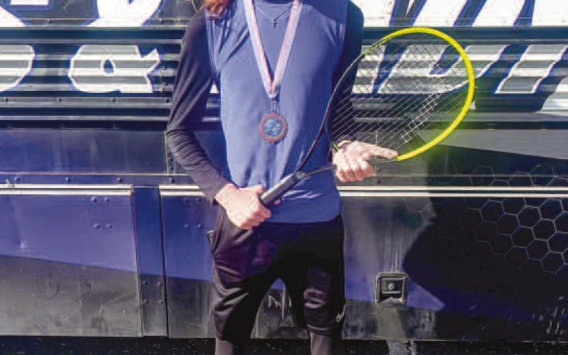 BRACKET WINNER - Smyer Cat Nick Baker won the consolation championship in his singles bracket during the SCPHEA Tennis Tournament in Levelland, Wednesday. (Photo courtesy of Smyer ISD)