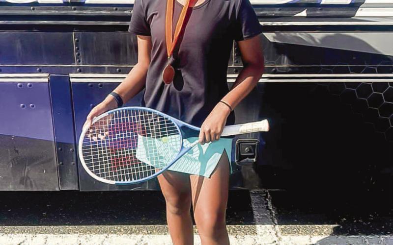 SINGLES MEDAL - Smyer Lady Cat Krislyn Bolton placed third in the singles bracket during the SCPHEA Tennis Tournament in Levelland, Wednesday. (Photo courtesy of Smyer ISD)