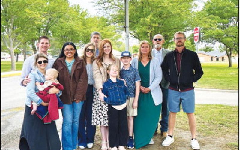 TELL CAMPBELLWAY - The late James Tell Campbell of Levelland was recognized at 9 a.m. on May 2 during the unveiling of Tell Campbell Way at the entrance to South Plains College’s Levelland campus. Family, friends and members of the community attended the street sign unveiling. (SPC Photo)