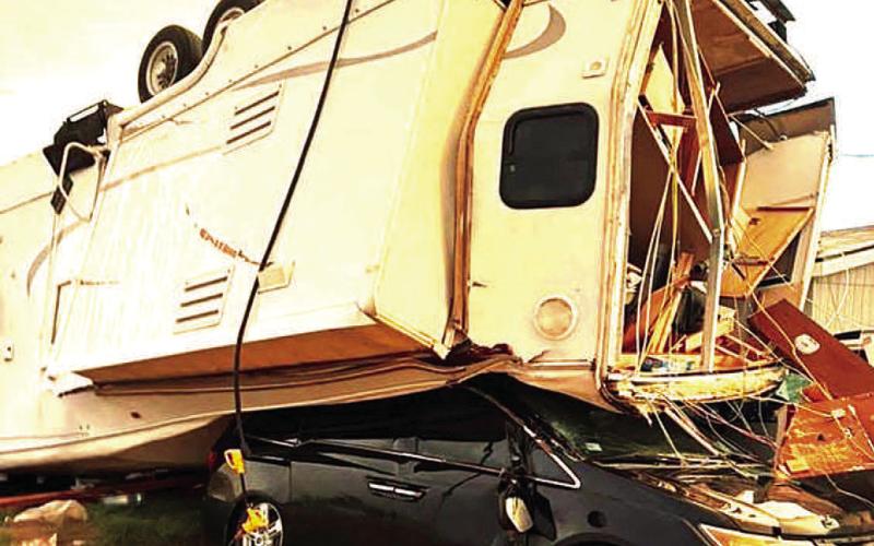STORM DAMAGE - The Tuesday thunderstorm caused significant property damage near FM 303 between Sundown and Levelland. (photo courtesy of Muriah Baty)