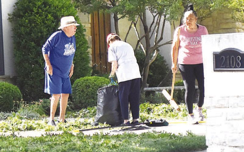 STORM CLEANUP - Many areas of Levelland saw damage to trees and landscaping as the severe thunderstorm tore through Hockley County and the surrounding. Residents were tasked with the cleanup of leaves and limbs resulting from wind and large hail. (staff photo by Lynda Work)