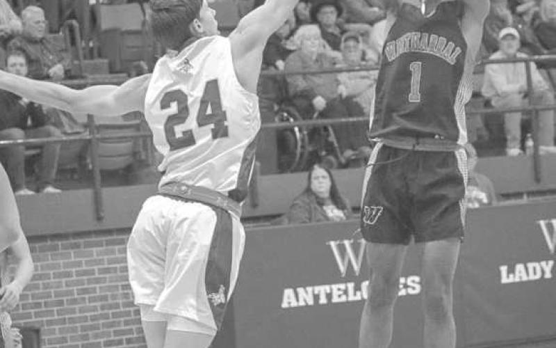 PULL UP - Whitharral Panther Brent Robinson stopped on a dime to pull up with Cayden Timmons defending him last Friday during the team’s contest against each other. (Staff photo by Aalijah Soliz)