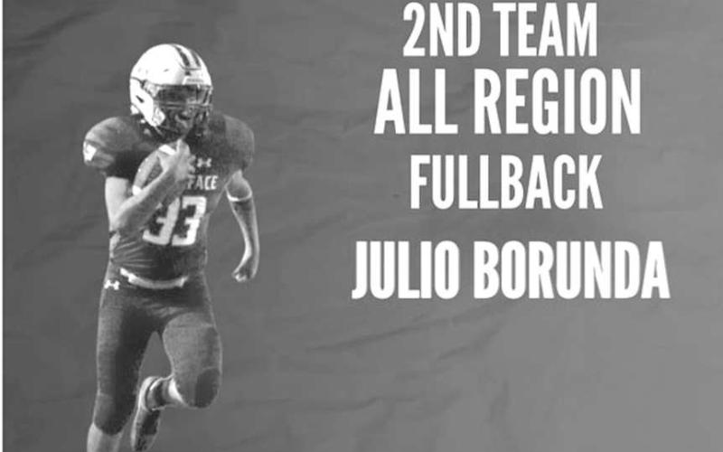 Whiteface Antelope Julio Borunda earned himself 2nd Team All-Region Fullback for his great play on the field during this past season. The Whiteface Antelopes finished this past season with a record of 11-1 with their only loss coming from the second round of playoffs against the Borden County Coyotes in Slaton. (Photo courtesy of Jay Kelley)