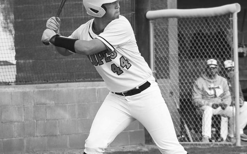 HUGE SWING - Ropes Eagle Braxxin Partington got ready to take a big swing at the pitch during the team’s game against the Tahoka Bulldogs this past Tuesday. The team is getting ready to take on the Seagraves Eagles this upcoming Tuesday. (Staff photo by Aalijah Soliz)