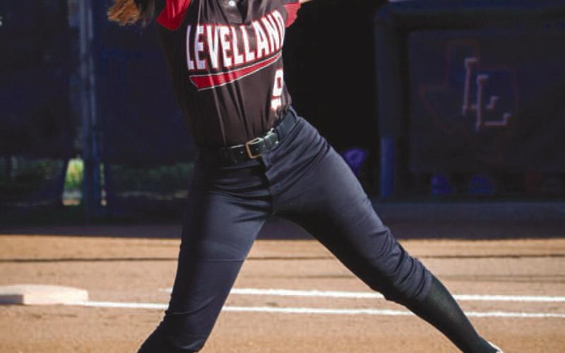 FASTBALL - Levelland Loboette Aubriana Rivas pitched all seven inning this past Tuesday during the team’s game againt the Plainview Lady Bulldogs. (Staff photo by Aalijah Soliz)