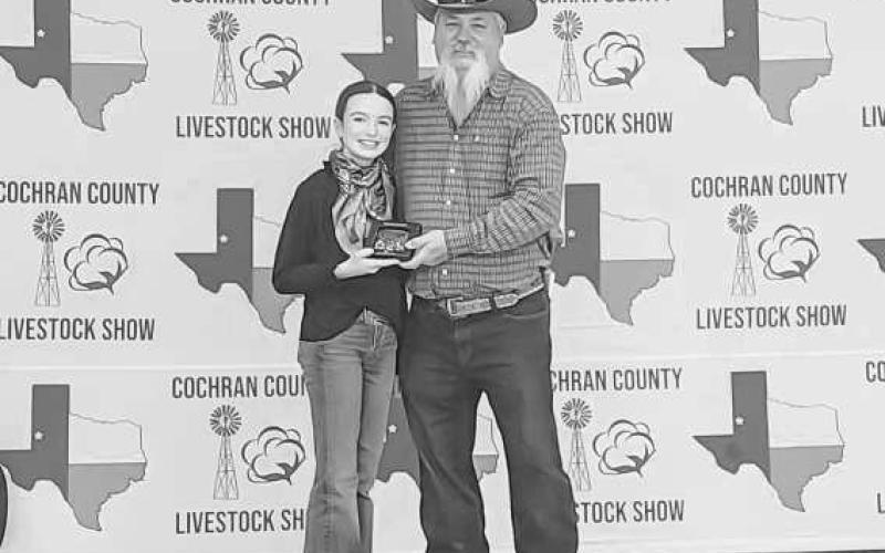 RESERVE GRAND CHAMPION - During the Cochran County Livestock Show, Landry Gresham earned Grand Jr. Swine Showmanship and Reserve Grand Champion Barrow. (Photo courtesy of Shay Butler)