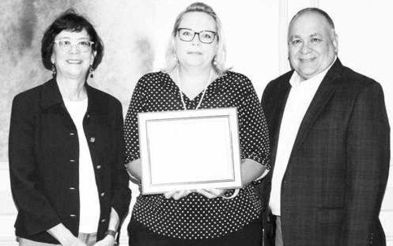 KTB RECEIVES GOLD STAR: KTB formally recognized all Gold Star communities during the KTB Conference in June 2023. Pictured are Suzanne Kho, Executive Director, Keep Texas Beautiful, Kelly Hancock, Special Projects Manager, Keep Levelland Beautiful and Tony Arce, President, Keep Texas Beautiful Board.