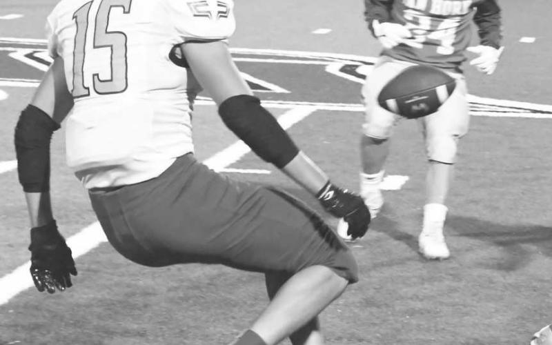 FUMBLE - Whiteface’s Auscar Gandara went after a Van Horn fumble in UIL Class 1A-1 bi-district high school football action last Friday in Rankin. Whiteface downed Van Horn 58-8 and will face Borden County in Slaton on Friday at 7 p.m. (Photo by Jay Kelley)