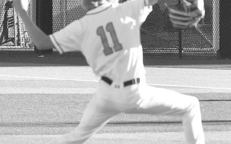 THROWING HEAT- Bode Franklin went five inning, allowing six runs on eight hits with six strikeouts and four walks in an 11-3 Ropes Eagle loss to the New Home Leopards in UIL District 4-2A High School baseball action last Saturday in Plainview. The Eagles will face Lockney for two games in the bi-district playoffs Friday. Game one starts at 5 p.m. (Photo Courtesy of Jay Kelley)