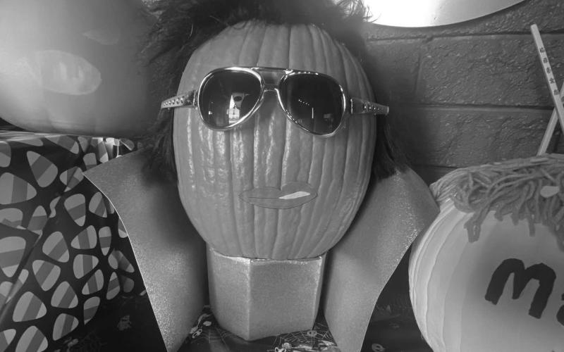PUMPKIN ELVIS— Something Different Grill is holding their annual pumpkin decorating contest. Employees decorated pumpkins and customers can cast a vote for their favorite. The competition brings out the creativity of the employees. Pictured is “Pumpkin Elvis”. (Staff photo by Aalijah Soliz)
