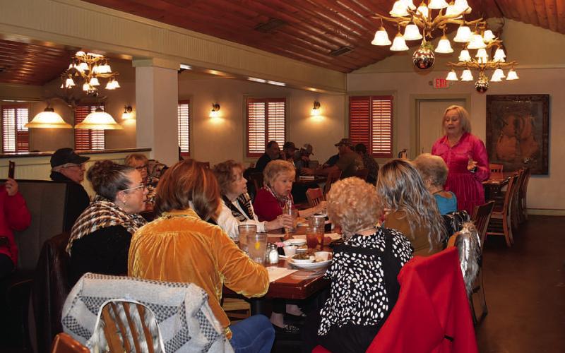 MEETING VOTERS - Karen Post has been busy this past week meeting voters in Cochran, Hockley and Lamb County. Post is currently campaigning for House District 88. Pictured is Post speaking to Hockley citizens at Swackhammer’s Texas Grill located in Levelland on Saturday. Post fielded questions from various citizens and spoke about her upbringing and what voters can expect from her candidacy. (Staff photo by Emily Campos)