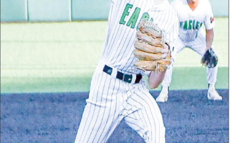 DELIVERING STRIKES - Ropes Eagle Cutter Stumbo delivers a strike during their game recently in the State Semifinals at Abilene Christian University. The Eagles played in the State Championship in Round Rock this past Thursday. (Staff photo by Jentezen Smith)