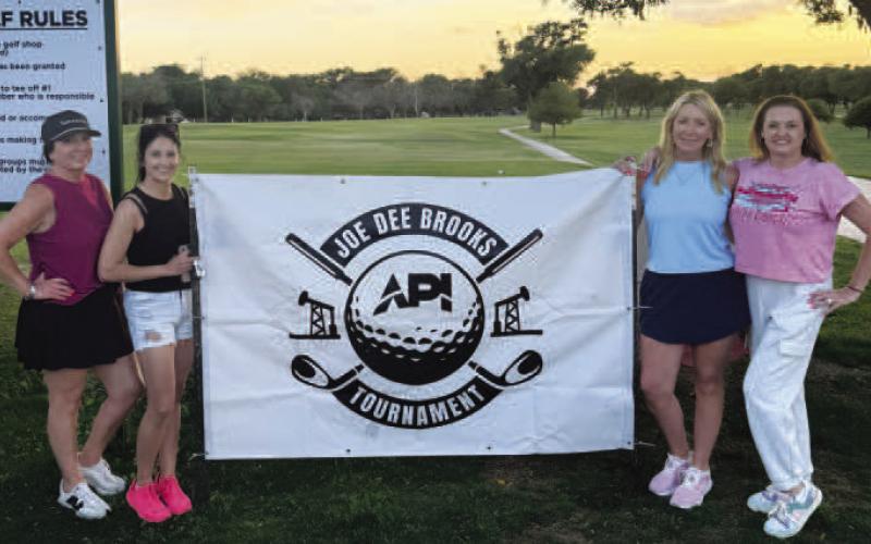 JOE DEE BROOKS MEMORIALAPI TOURNAMENT - The Joe Dee Brooks Memorial, API Tournament was held over the weekend at the Levelland Country Club. Pictured Left to right are friends Megan Tyler, Missy Graf, Melanie Brooks and Shyloh Barry. (Photo courtesy of Megan Tyler)