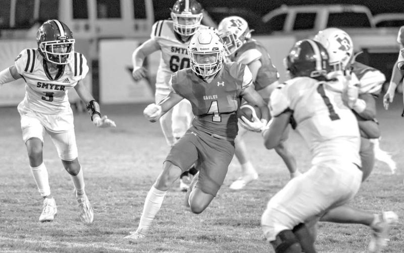GOOD RUN - Ropes athlete Bregg Feldman got in open space in the Smyer Bobcat defense. (Photo courtesy of Donovan Martin)