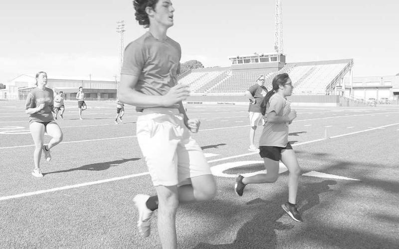 GASSERS- Sundown athlete Nathan McAdams was out at Sundown’s summer workouts in the early morning hours to put in some extra work. (Staff Photo by Aalijah Soliz)