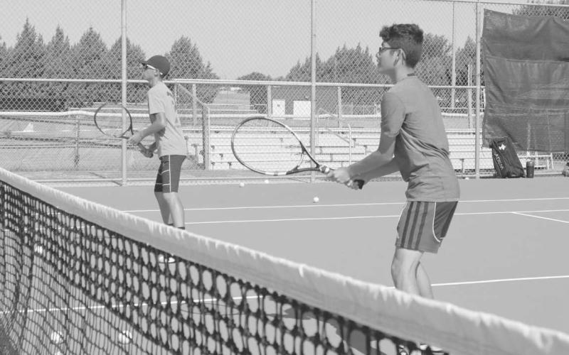TRACKING - Levelland athletes Zackary Lopez and Eben Castillo were working on their teamwork as the season gets ready to get started. (Staff Photo by Aalijah Soliz)