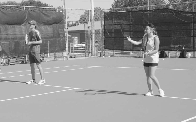 COMMUNICATION - Levelland athletes Martin Nieland and Jasmin Mendoza were communicating on the court to get their chemistry ready for the season. (Staff Photo by Aalijah Soliz)