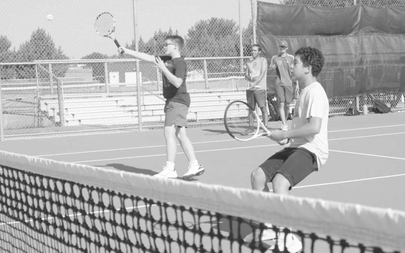 DOUBLES - Levelland athletes Brady Houston and Zavier Rodgers were going against the number one doubles team. (Staff Photo by Aalijah Soliz)