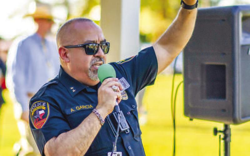 PROTECTING HOME - Levelland Police Chief Albert Garcia has decided to retire after a 31-year career in law enforcement. Chief Garcia explained that the City of Levelland has continued to draw him and his family back throughout his career. Moving forward, Garcia and his family plan to remain a part of the Levelland community and be involved with the people who care about the positive growth of the community (Staff photo by Dom Puente)
