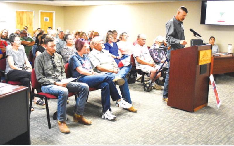 COMMUNITY MEMBERS SPEAK - About 70 community members attended the city council meeting this past Monday to voice their concerns about the upcoming drag show to be held at the city park. (Staff photo)