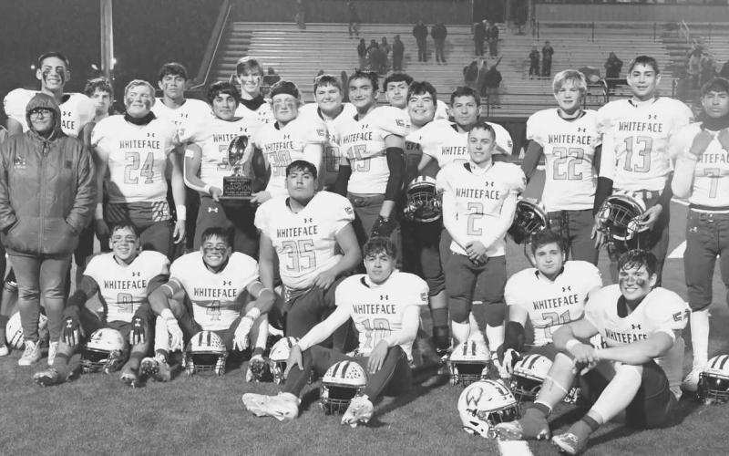 CHAMPIONS - The Whiteface Antelopes are UIL Class 1A-1 Bi-District High School Football Champions after a 58-8 win over Van Horn last Friday in Rankin. Whiteface will take on Borden County in Slaton on Friday at 7 p.m. (Staff photo by Jay Kelley)