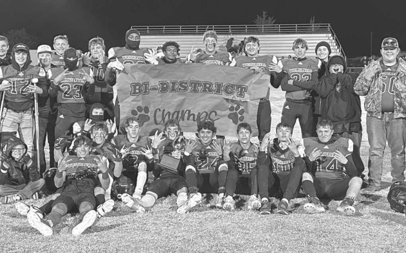 CHAMPIONS - The Whitharral Panthers are UIL Class 1A-2 Bi-District Champions after a 60-12 win over Groom last Thursday in Silverton. Whitharral will face the Klondike Cougars on Friday at 7 p.m. in Hermleigh. (Photo courtesy of Whitharral ISD)