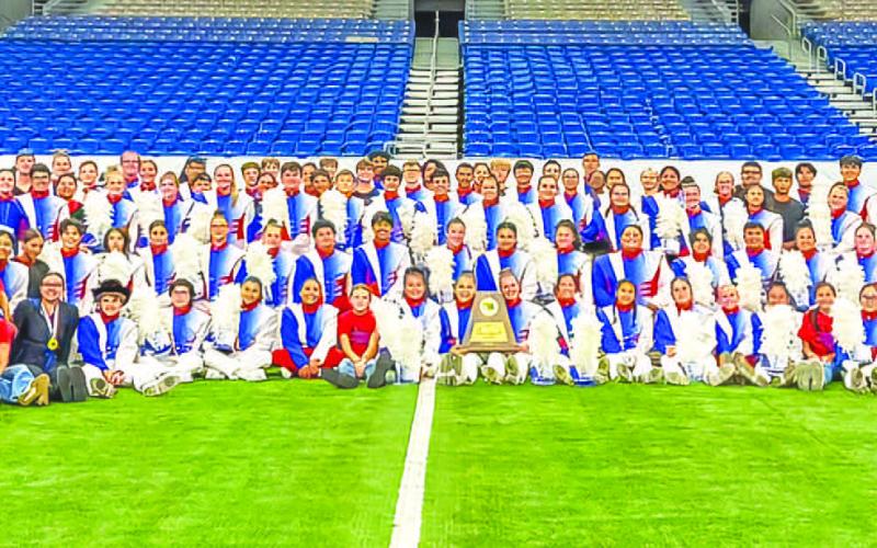 STATE CHAMPIONS - The Sundown Roughneck Band, ‘Pride of the Oil Patch’ competed in the UIL State Marching Contest in San Antonio at the Alamo Dome on Tuesday. Making their 29th straight appearance at the state contest, the band was crowned state champions marking their eighth state championship with the last one coming in 2011. (Photo courtesy of Sundown ISD)