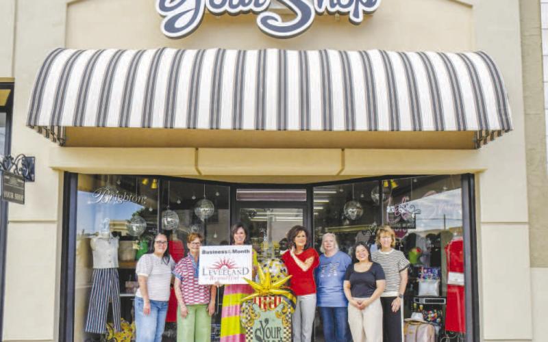 BUSINESS OF THE MONTH – Your Shop located in downtown Levelland was selected as the June Business of the Month for the Levelland Chamber of Commerce and Keep Levelland Beautiful. Pictured from left to right are: Janie Mireles, Caroline Price, Toni Methvin, Cristal Isaacks, Donna Wheeler, Arra Delos Santos and Mary Siders. (Staff photo by Hannah Woodrum)