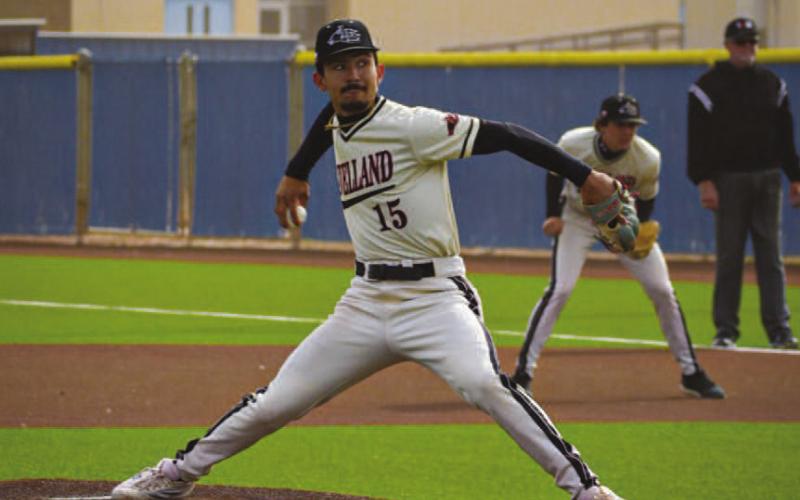 FASTBALL - Levelland Lobo Boston Winfield started on the mound for the Lobos first game of the tournament this past Thursday morning on the road. (Staff photo by Aalijah Soliz)