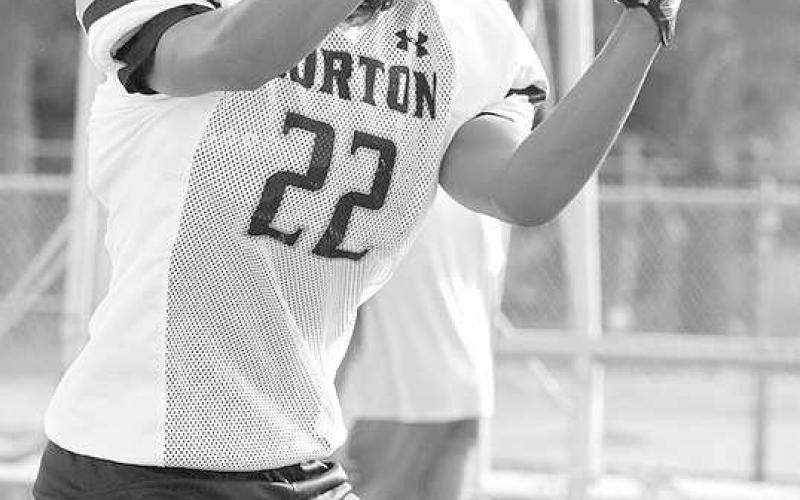 GOOD CATCH - Morton wide reciever Ej Rivas caught the ball to turn upfield during Mortons skill drills in the evening of two-a-days. (Staff photo by Aalijah Soliz)