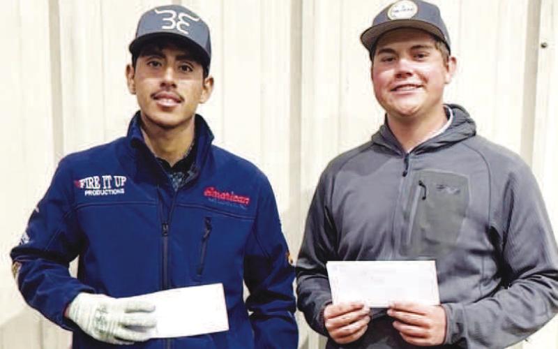 ORIGINALTEAM ROPINGAT THE MALLET EVENT CENTER – Manuel Cano and Caden Harrel.