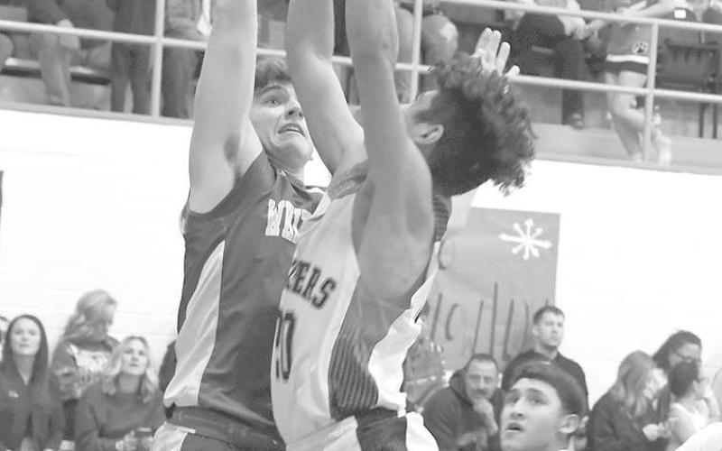 DOUBLE DIGIT POINTS- Nomar Gomez went up for a Whitharral basket in a hard-fought 58-52 home win over the UIL district 7-1A rival Whiteface Antelopes last Friday. Gomez had 10 points in the effort. The Panthers will host Amherst while the Antelopes will host Meadow. Both games are at 6:30 p.m. (Photo Courtesy of Jay Kelley)