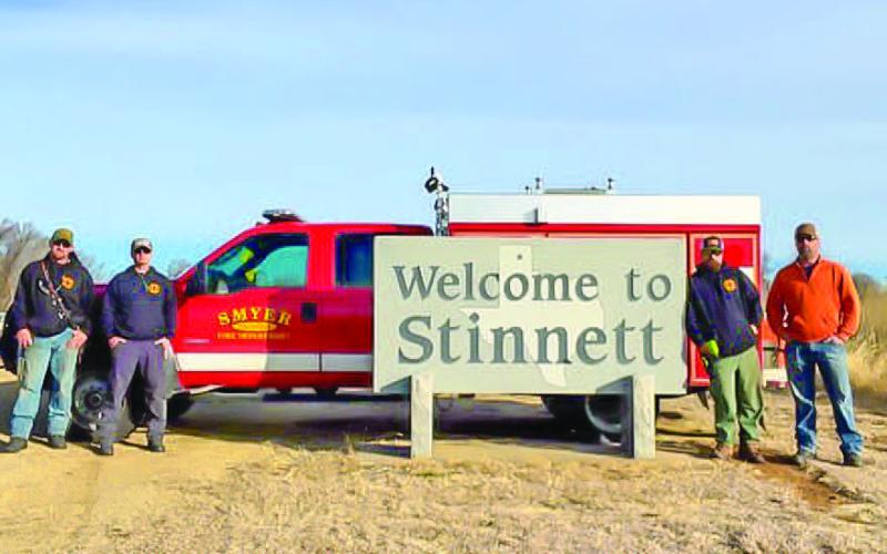 LENDING A HELPING HAND - The Smyer Volunteer Fire Department sent a relief unit this past Thursday to Stennett to help with the Stennett Volunteer Fire Department as they had been roughly operating for 80 hours straight. Pictured from left to right are: Fire Fighter Trent Anthony, Captain Michael Drachenberg, Assistant Fire Chief Casey Eoff and Fire Fighter Tim Mayshall. The unit handled 17 calls during their time assisting and returned to Smyer on Sunday. (Photo courtesy of Smyer Volunteer Fire Department)