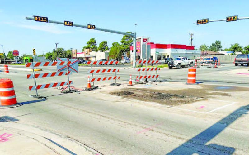 CLOSURE &amp; DETOUR - The City of Levelland announced that the northbound lanes at the intersection of College Ave and Magnolia are closed for road repairs. The southbound turning lane is also closed. While repairs are ongoing, eastbound and westbound lanes will also be closed. Crews will be addressing the sink hole that formed around July 2. (Photo courtesy of the City of Levelland)