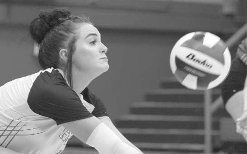 UPAND OVER - Ropes Lady Eagle Bree Stumbo set up her teammates during the teams playoff loss against the Tolar Lady Rattlers. (Photo courtesy of Donovan Martin)