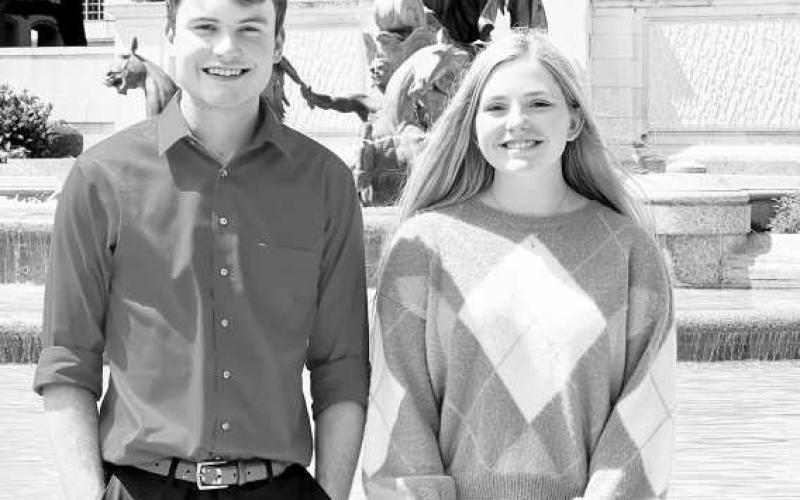 SHS SCHOLARSHIP RECIPIENTS - Sundown ISD announced Watson Evans and Morgan Griffith were recently granted the Class of 2024 TILF Scholarship. They also each earned the CH Foundation Special Scholarship for the state level involvement in Academic UIL. (Photo courtesy of Sundown ISD)
