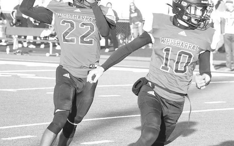 LOOKING DOWN FIELD- Shamadrick Weaver went 5-for-10 for 47 yards and a touchdown in a 76-31 UIL Class 1A-2 high school football sem-final loss to the Benjamin Mustangs on Saturday in Hermleigh. The Panthers finish their season at 12-2.UIL Class 1A-2 high school football sem-final. (Photo Courtesy of Jay Kelley)