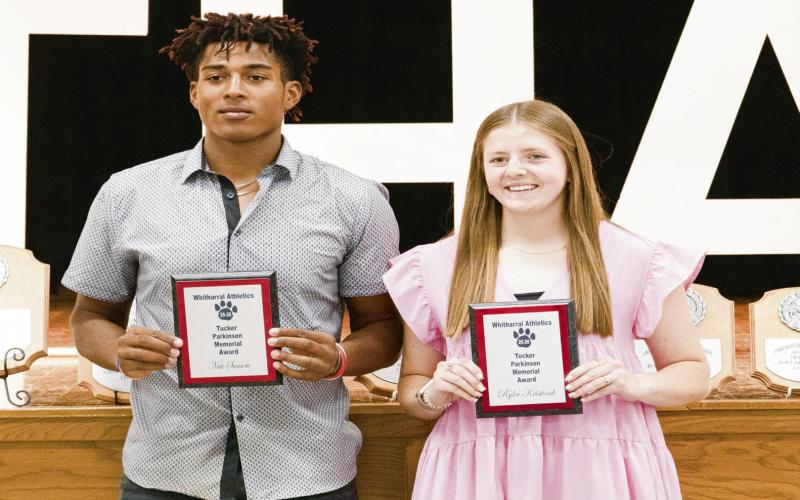 TUCKER PARKINSON MEMORIAL AWARD - Boys: Nate Sansom and Girls: Rylee Kristinek. The award is given to he players with the strongest mindsets, leadership abilities and fighting heart. (Staff photo by Eric Venkatesan)