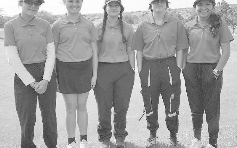 FOURTH AT DISTRICT- Loboette Head Coach April Rodriguez shared that the Loboettes placed fourth as a team at district. Freshman Aubrey Morin placed fifth as an individual and is a regional qualifier. Gali Hernandez placed 11th and Mia Kuhlers placed 12th. Hernandez and Kuhlers are alternates for the regional tournament.”I am so proud of this team and all of their accomplishments. We wish Aubrey the best of luck at regional,” said coach Rodriguez. (Photo Courtesy of Cristal Isaacks)